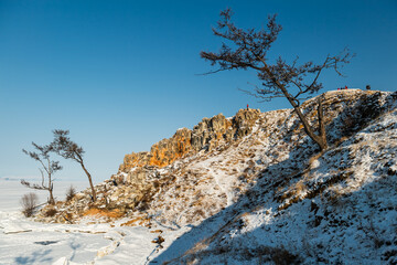 Landscape in baikal lake near the shamanka rock, russia, siberia