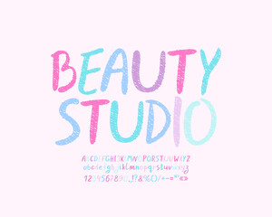 Creative banner Beauty Studio with hand-drawn font pastel colors