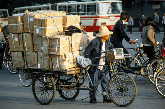 Bike transport Beijing China. Traffic