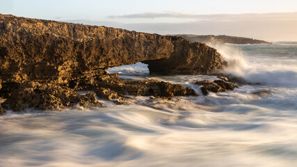 A long exposure of a wave along the coastline near Beachport South Australia on February 18th 2022