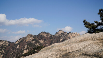 Bukhansan Mountain peak and sky.