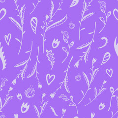 Fototapeta na wymiar Delicate floral print on a lilac background Provence style