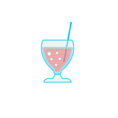 Pink drink with bubbles in a glass with a straw.