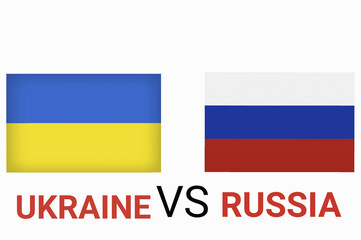Russian and Ukrainian flags as symbols of war conflict