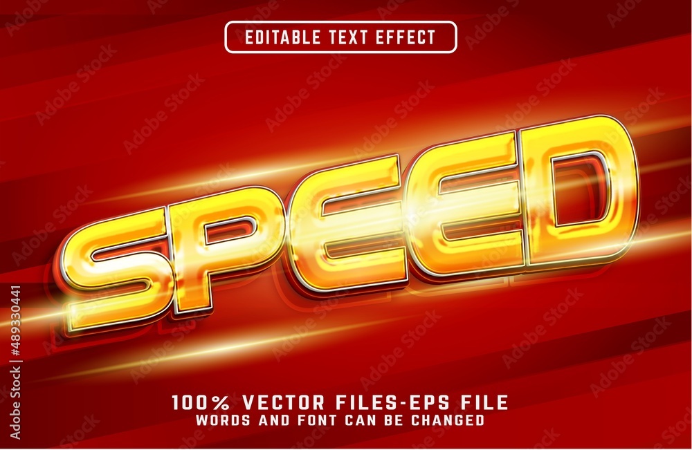 Aufkleber speed 3d text effect. editable text effect premium vectors