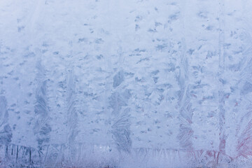 Winter natural background with frozen glass and beautiful unique texture