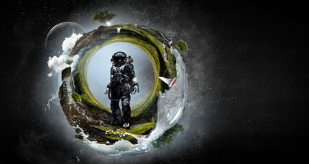 Astronaut and space exploration theme.