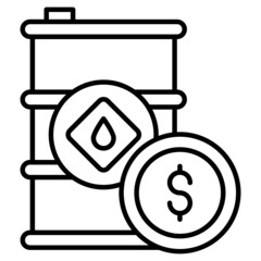 Barrel with Dollar Coin Vector Icon Design, crude oil and natural  Liquid Gas Symbol, Petroleum  and gasoline Sign, power and energy market stock illustration, Crude Oil price Concept