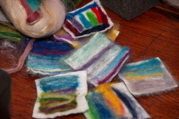 Felt crafting - close up of colourful felt pieces