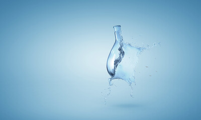 Water splash out of glass bottle