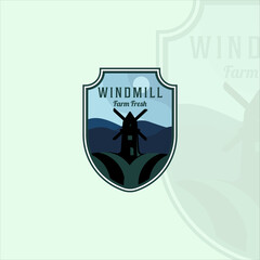 windmill farm emblem logo modern vector illustration template icon graphic design. label and insignia agriculture building sign or symbol for sticker print banner