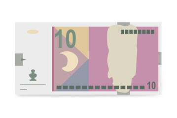 Macedonian Denar Vector Illustration. North Macedonia money set bundle banknotes. Paper money 10 MKD. Flat style. Isolated on white background. Simple minimal design.