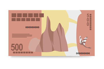 Malagasy Ariary Vector Illustration. Madagascar money set bundle banknotes. Paper money 500 MGA. Flat style. Isolated on white background.