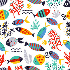 Sea vector seamless pattern.Can be used in textile industry, paper, background, scrapbooking.