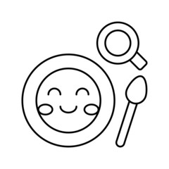 lunch dish kindergarten line icon vector illustration