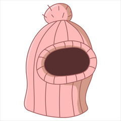 Gentle pink knitted funny trendy balaclava hat