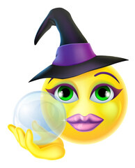 Witch Emoticon Cartoon Halloween Face