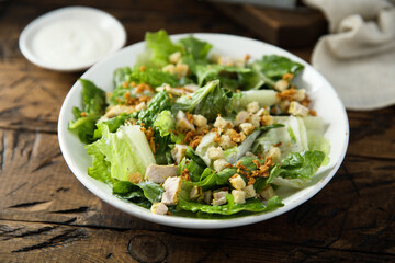 Traditional Caesar salad with chicken