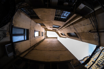 Fototapeta premium Round residential building in the form of a well