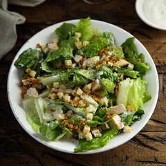 Traditional Caesar salad with chicken