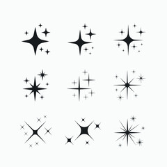 set of twinkling star, twinkle, sparkle, glitter icon vector 