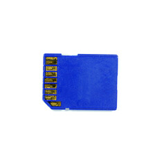 Blue memory SD card isolated on white background