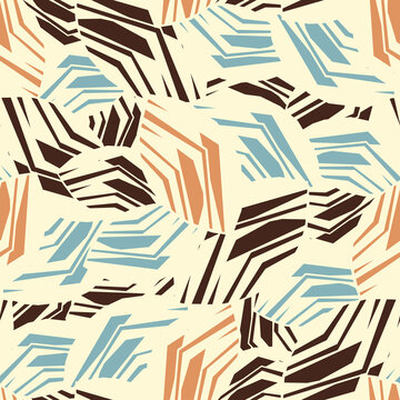 Seamless abstract pattern with the image of geometric broken lines and stripes
