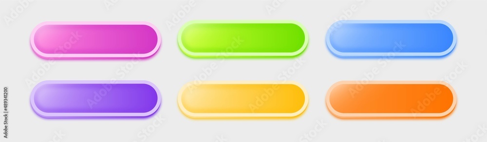 Poster set of colorful rectangle shape buttons. different colorful button set. vector illustration.