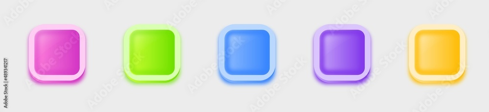 Poster set of colorful square shape buttons. different colorful button set. vector illustration.