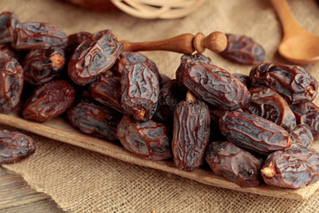 Dates fruits on a kitchen table.