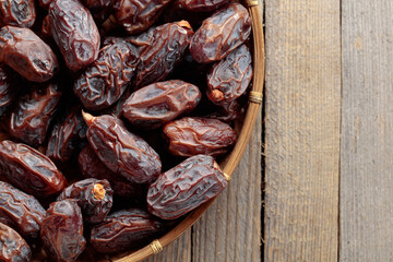 Dates fruits on a kitchen table.
