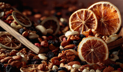 Dried fruits and nuts.