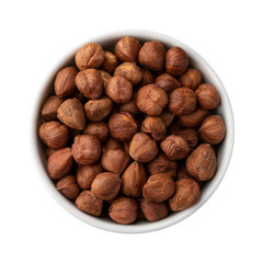 Hazelnuts in a bowl isolated over white background