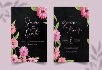 watercolor hand-drawn floral wedding invitation card set