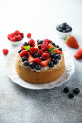 Homemade berry cake with cream filling