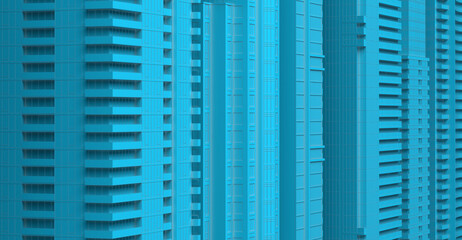 background with skyscraper facades in plain blue