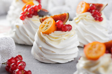 Pavlova dessert with berries
