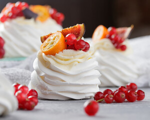Pavlova dessert with berries