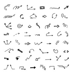 Vector set of hand-drawn arrows, elements for presentation