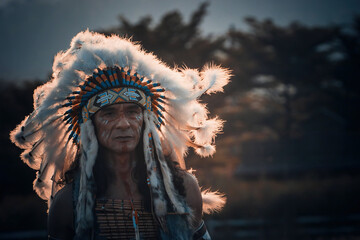 Native Americans.portrait of Americans Indian man.	