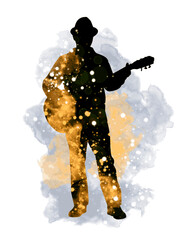 Guitar music illustration with abstract effects.