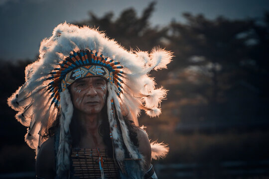 Native Americans.portrait of Americans Indian man.	