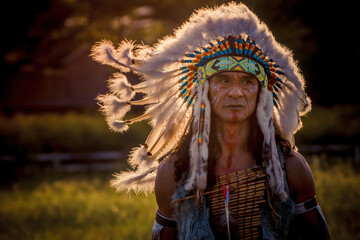 Native Americans.portrait of Americans Indian man.	