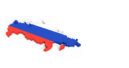 Map of Russia with Russia flag 3D rendering