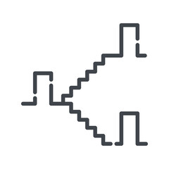 FLight of stairs Line icon front view isolated on white transparent background