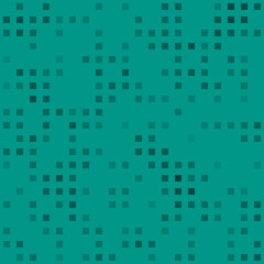 Abstract seamless geometric pattern. Mosaic background of black squares. Evenly spaced  shapes of different color. Vector illustration on teal background