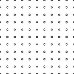Square seamless background pattern from geometric shapes. The pattern is evenly filled with black star of David symbols. Vector illustration on white background