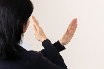 Crossed hands. Break the bias symbol of woman's international day. Woman arms crossed to show...