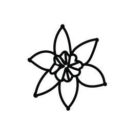 Vector simple illustration Spring flowers with black line for Easter hand drawn. Single botanical holiday picture in doodle style.  Design for stickers, social media, cards, packaging, printing.