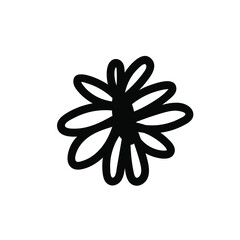 Vector simple illustration Spring flowers with black line for Easter hand drawn. Single botanical holiday picture in doodle style.  Design for stickers, social media, cards, packaging, printing.